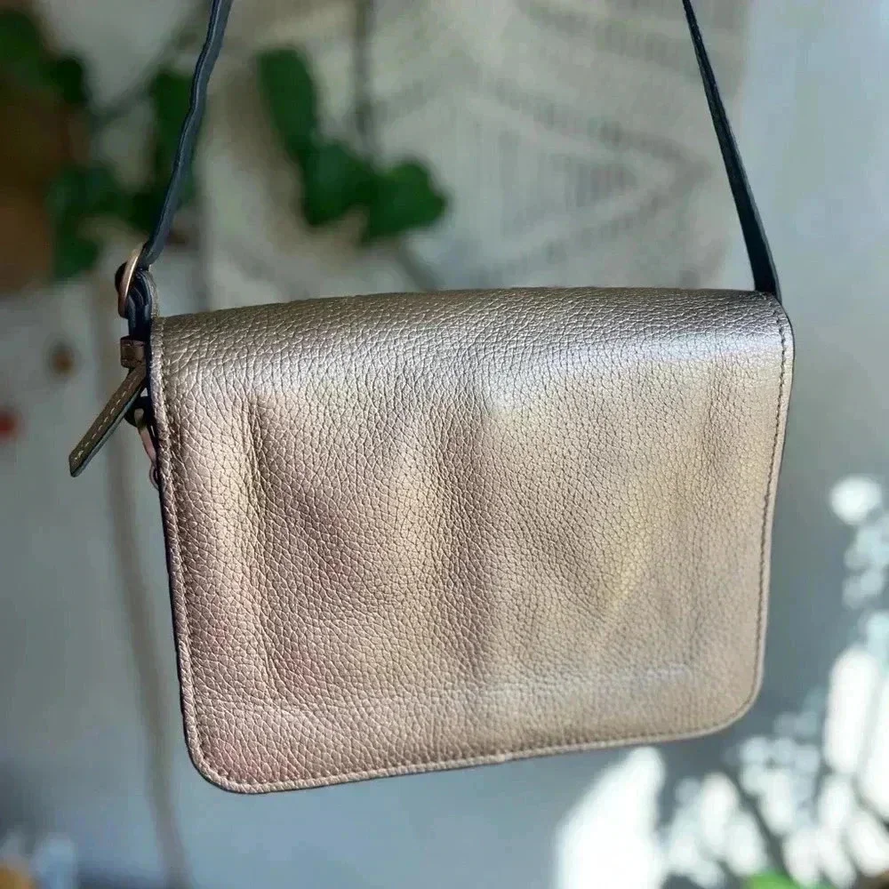 Boden Metallic Gold Crossbody Bag with many organizational features